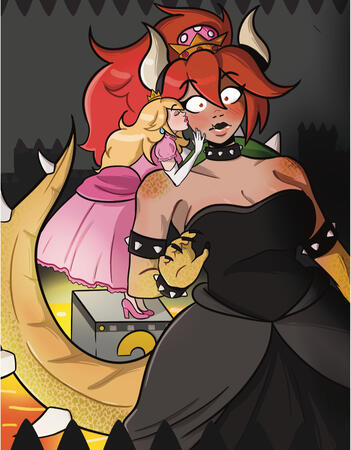 Peach Princess and Bowsette Love Peach Princess and Bowsette Love